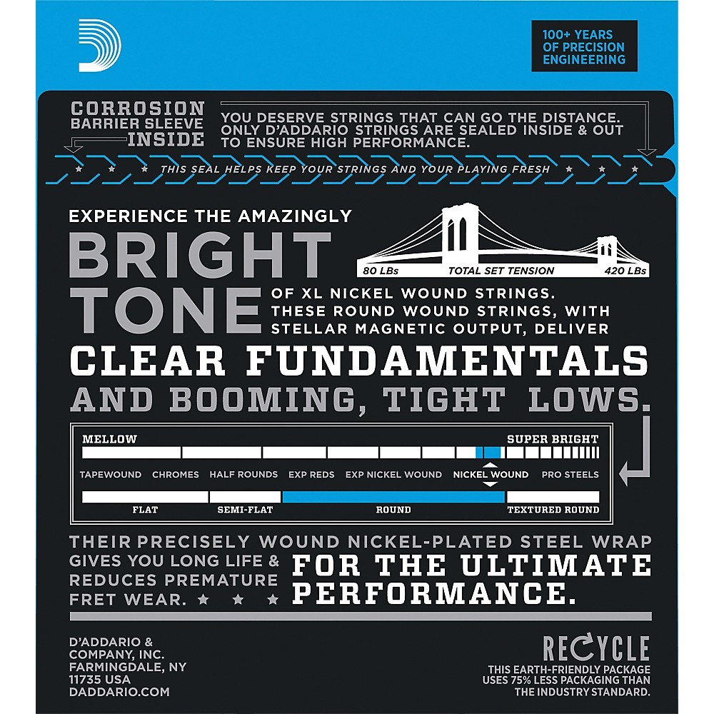 D'Addario EXL170-5SL 5-String Bass Strings