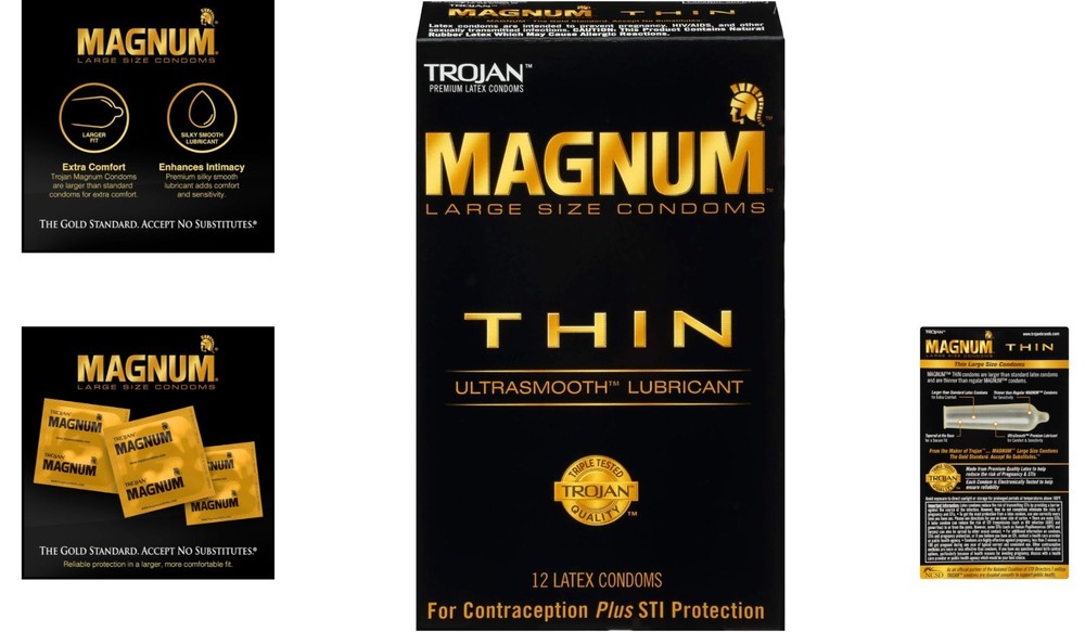 UltraSmooth MAGNUM Thin Condoms - Large Size, 12 Count for Enhanced Sensation