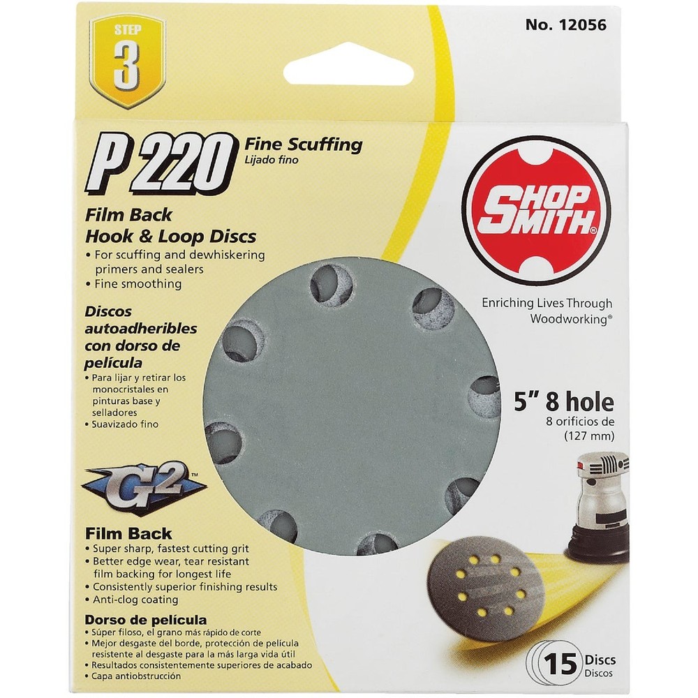 Gator 5 In. 220-Grit 8-Hole Pattern Vented Sanding Disc with Hook & Loop Backing