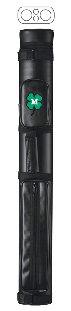 2x2 Hard Oval Vinyl Pool/Billiard Cue Case - Black w/Clover