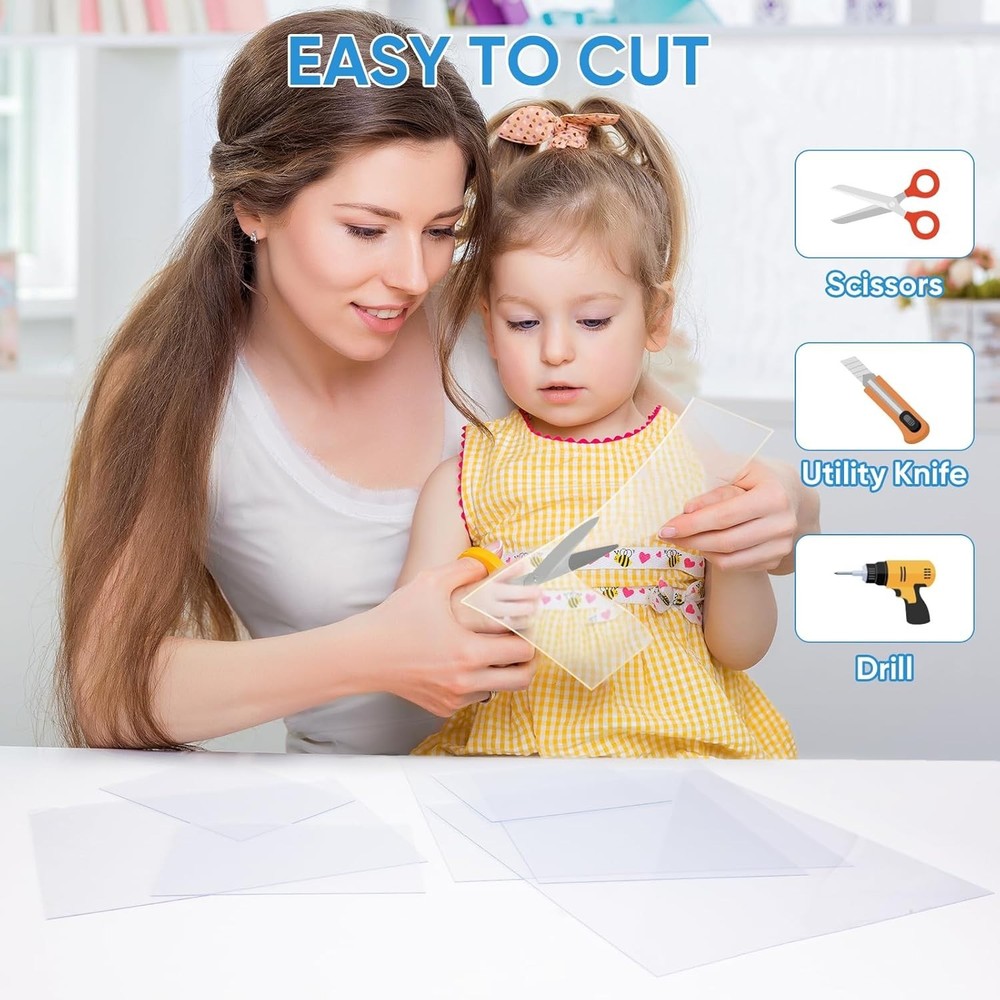 6PK 8 X 10 PET Plexiglass Sheets, Clear Plastic Sheet, Easy to Cut Thin Flexib