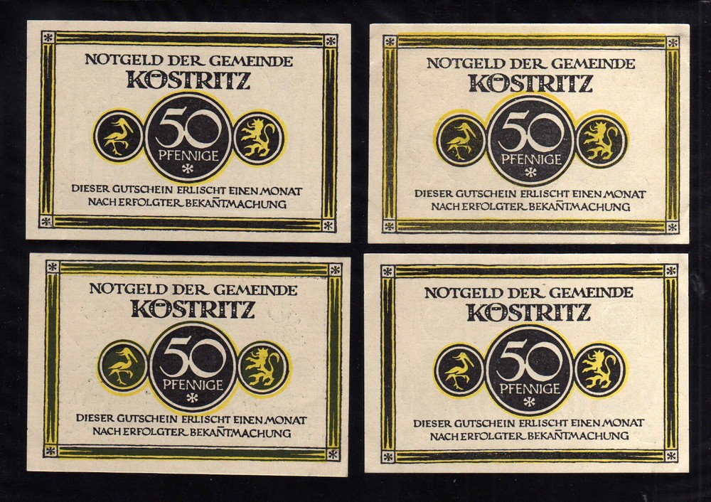 KOSTRITZ - GERMANY NOTGELD  -    4 x 50 PFENNIG