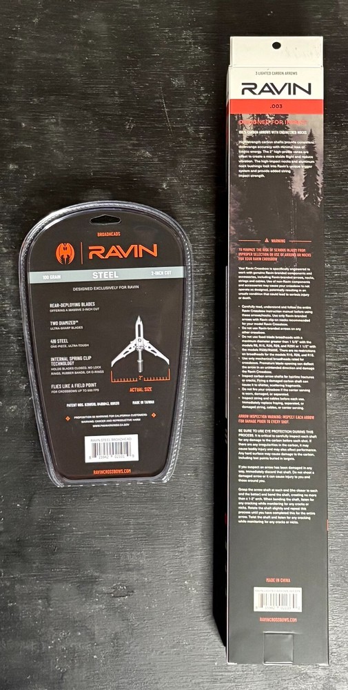 Ravin 3 Pack Lighted Bolt & Ravin 3 Pack Broadhead Combo New