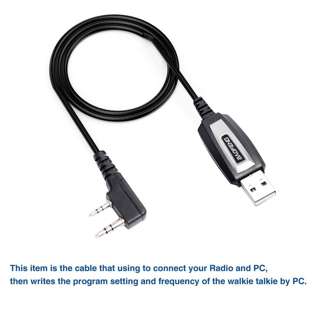 CH340 USB Programming Cable for Baofeng & Compatible Models - Black
