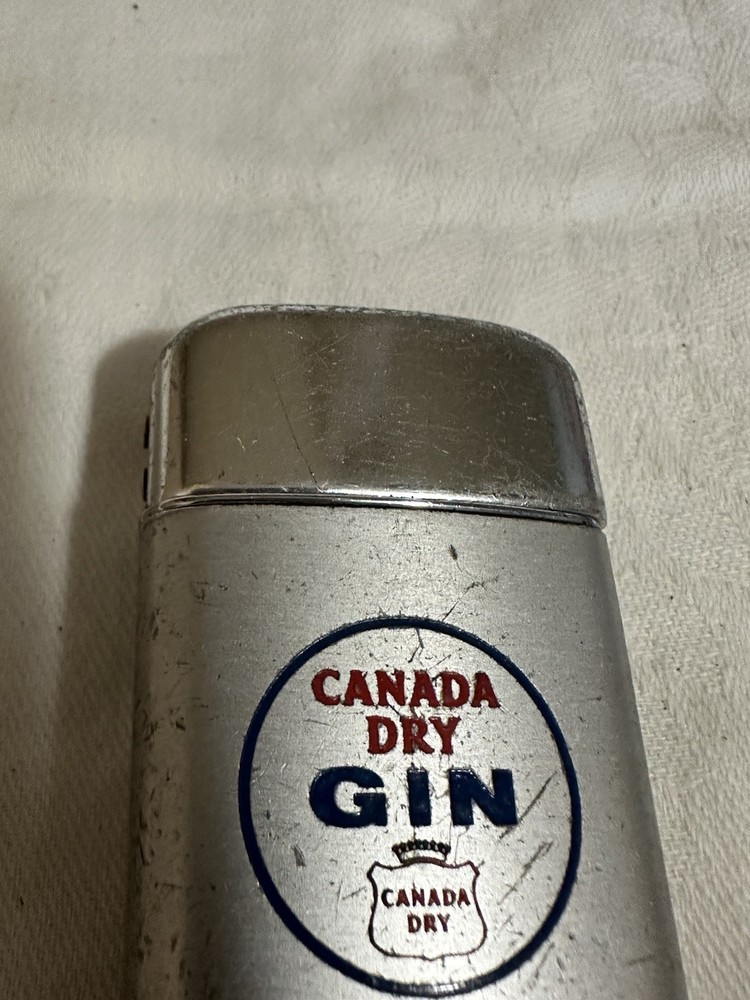 Vintage Ronson Typhoon Lighter Canada Dry Gin Sparks