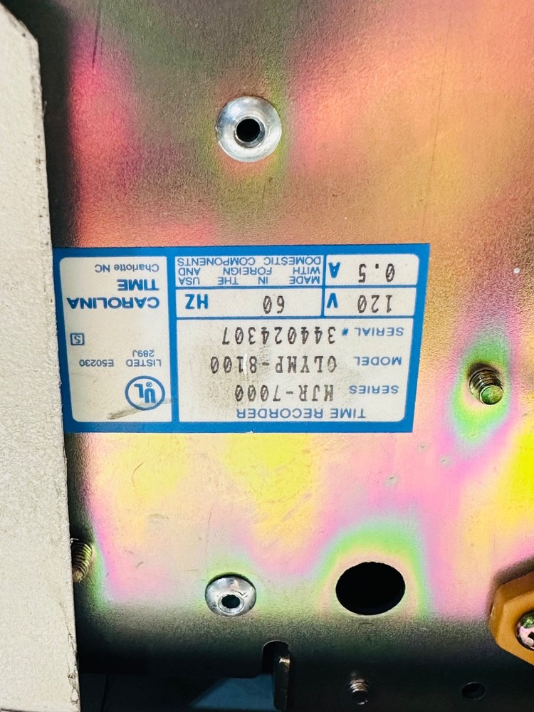 MJR-7000 8000 Computerized Stand Alone Employee Time Clock + Key Used Timecoder