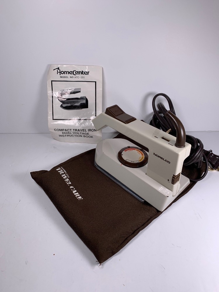 Vintage Norelco Foldable Compact Travel Iron ATC 201 Original Case And Manual
