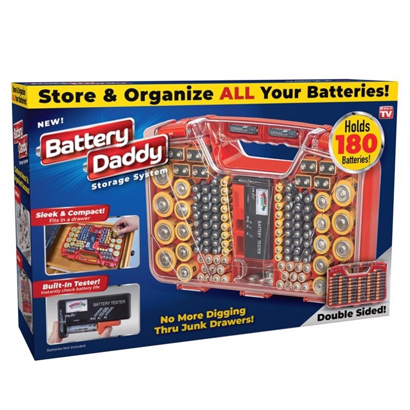 Battery Daddy Battery Organization Plastic Storage System W/ Built-In Tester 1pk
