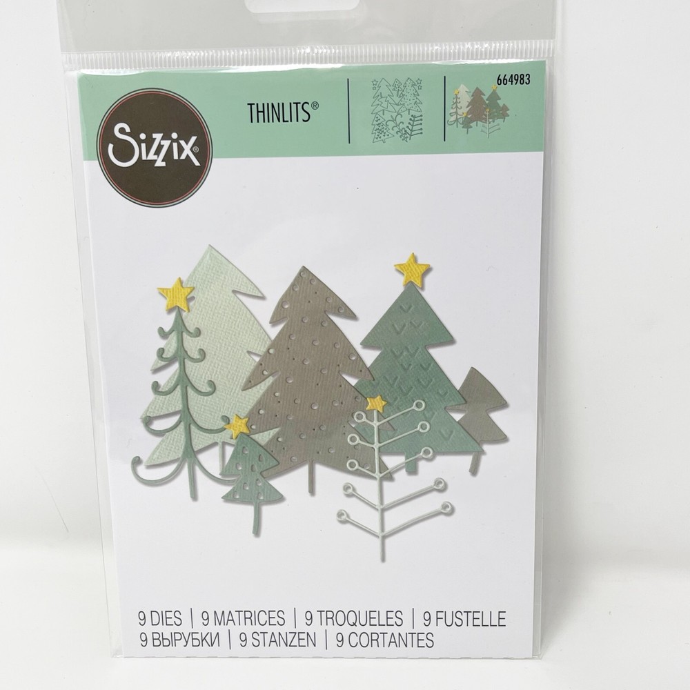 Sizzix Thinlits Winter Christmas Forest Lantern Pine Trees Cutting Dies NEW