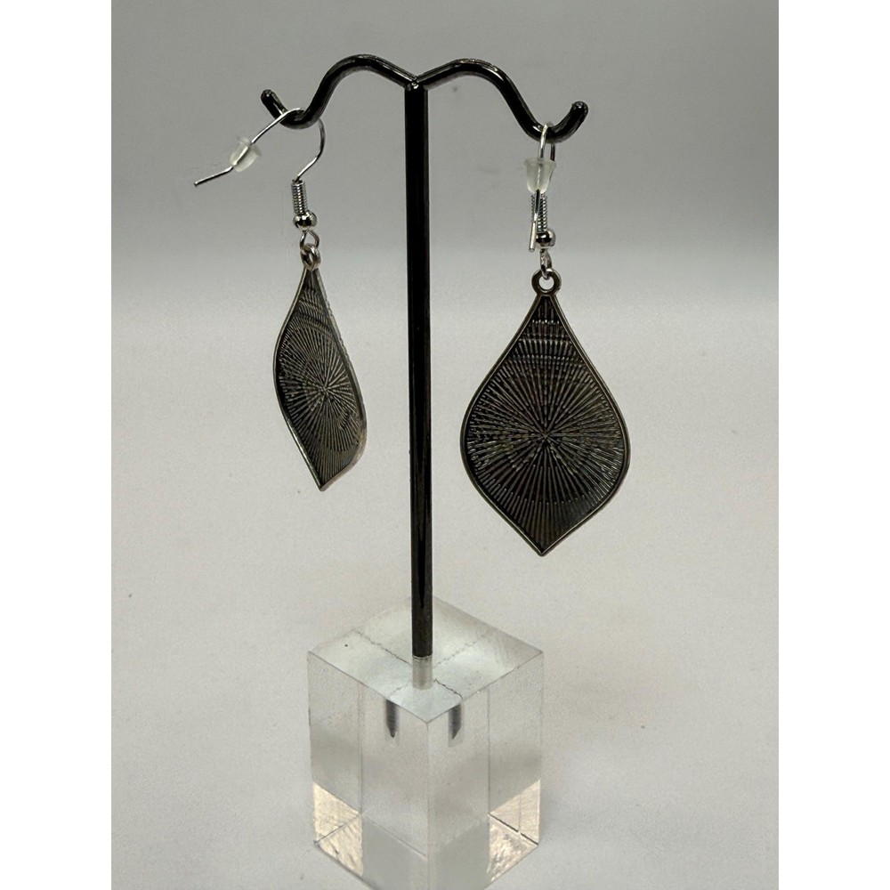 Boho Silver Tone Dangle Earrings Lot Turquoise Style & Geometric Pair