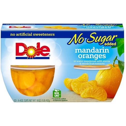 Dole No Sugar Added Mandarin Oranges Fruit Cups