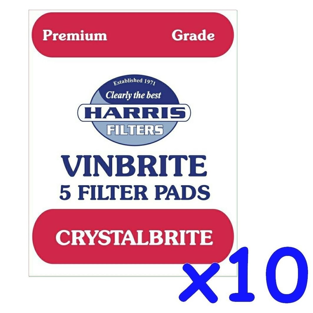 10x Harris Crystalbrite Filter Pads 5-pk Use with Harris Vinbrite MK3 Filter Kit