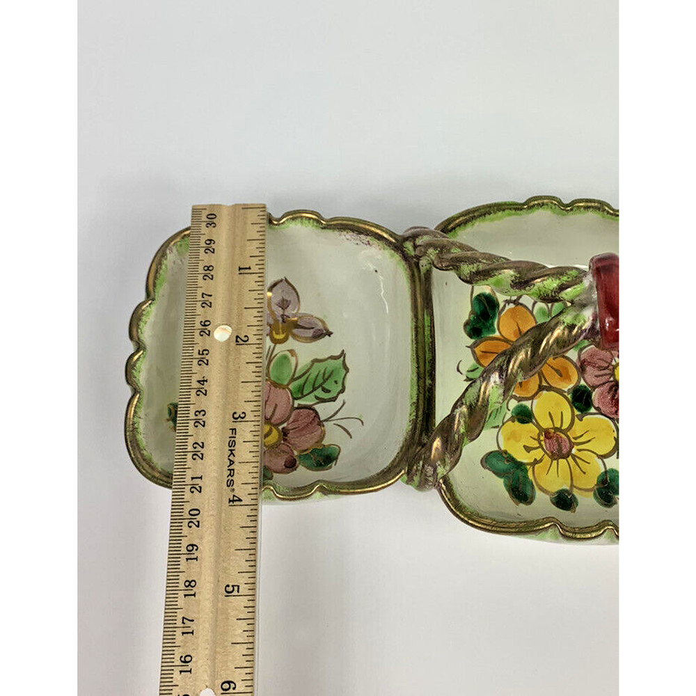 Hand Painted Italy Divided Serving Dish candy trinkets table decor cottage boho