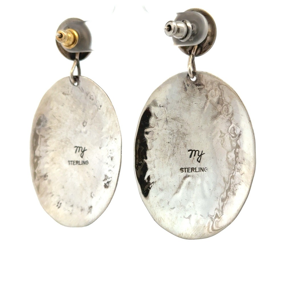 Designer Native American 925 Sterling Silver Webbed Turquoise Dangle Earrings
