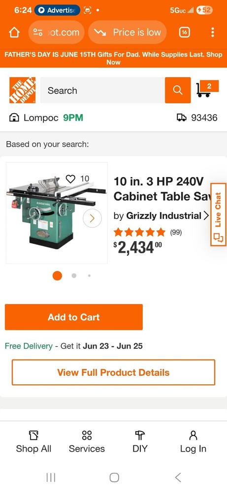 Delta 10-inch Tilting Arbor Saw