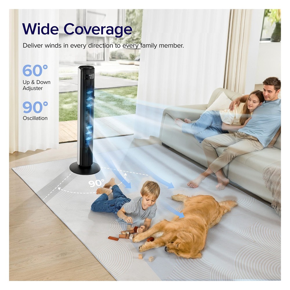 LEVOIT Smart 42 Inch Oscillating Tower Fan 25dB Quiet Mode