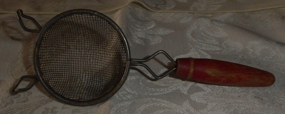 Vintage Wood Handle Wire Mesh Strainer