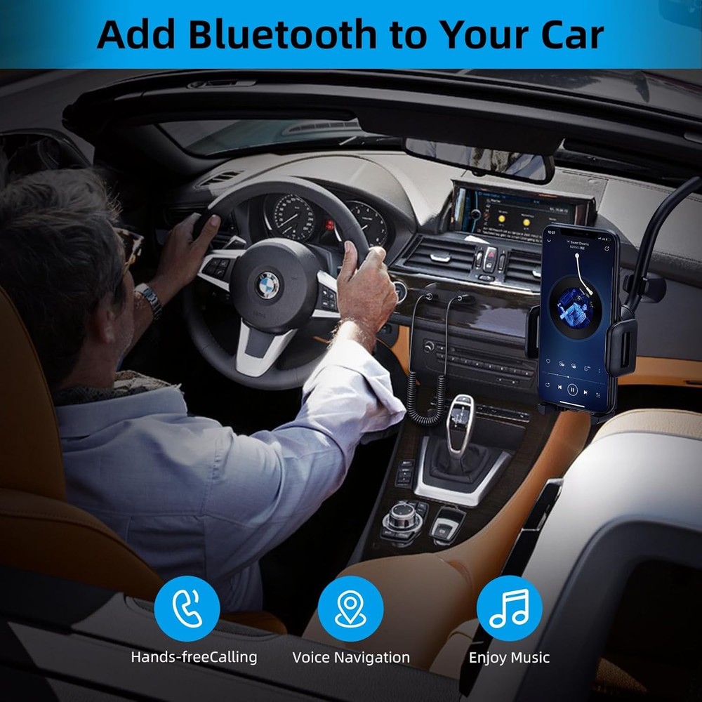ZIOCOM Bluetooth Aux Adapter for Car, USB 5.2 Receiver, 3.5mm Black