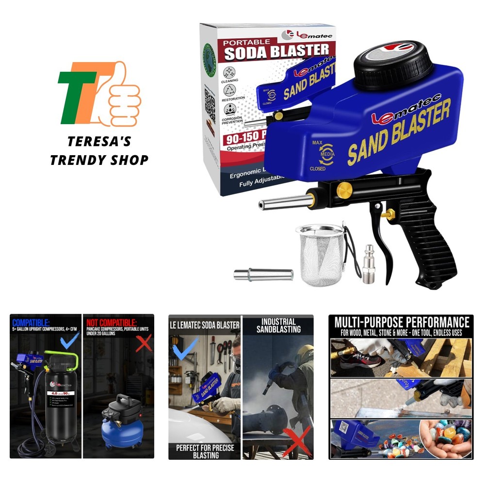 Gravity-Fed Sand Blaster with Adjustable Control - Ideal for Restorers & DIYers