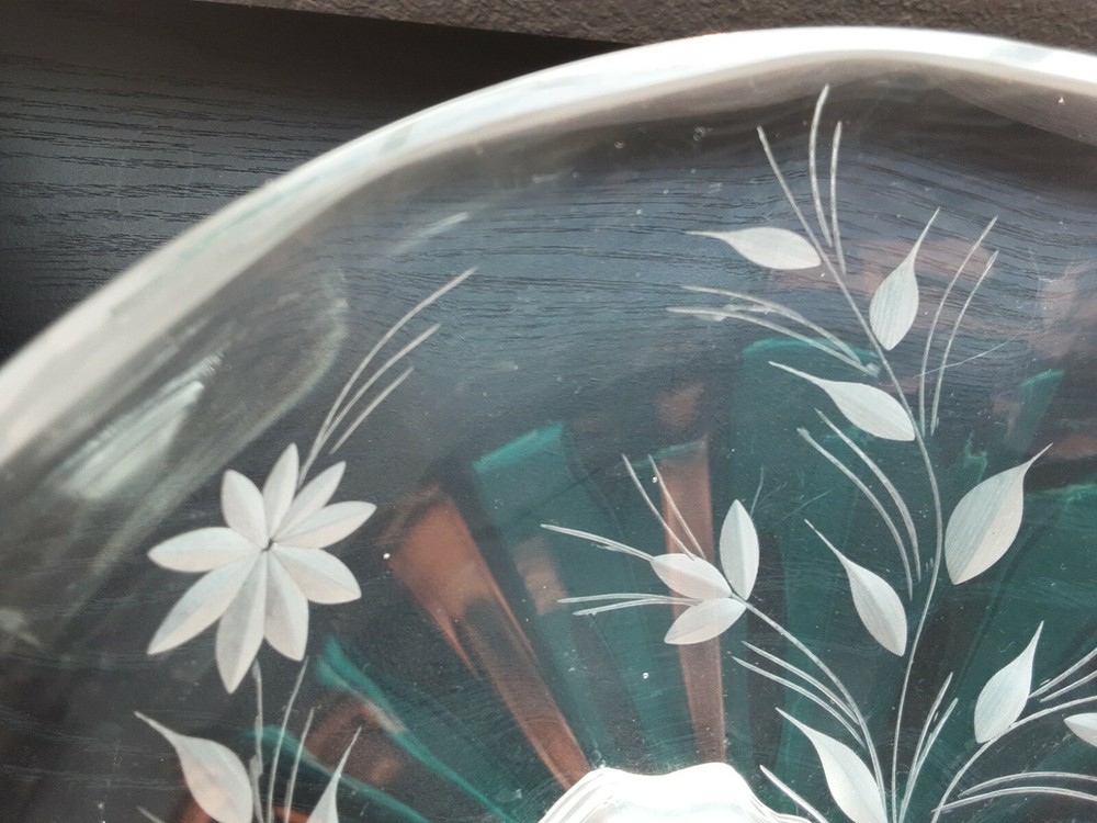 Embossed Glass & Silver 800 Base Serving Dish Bowl . Antique.