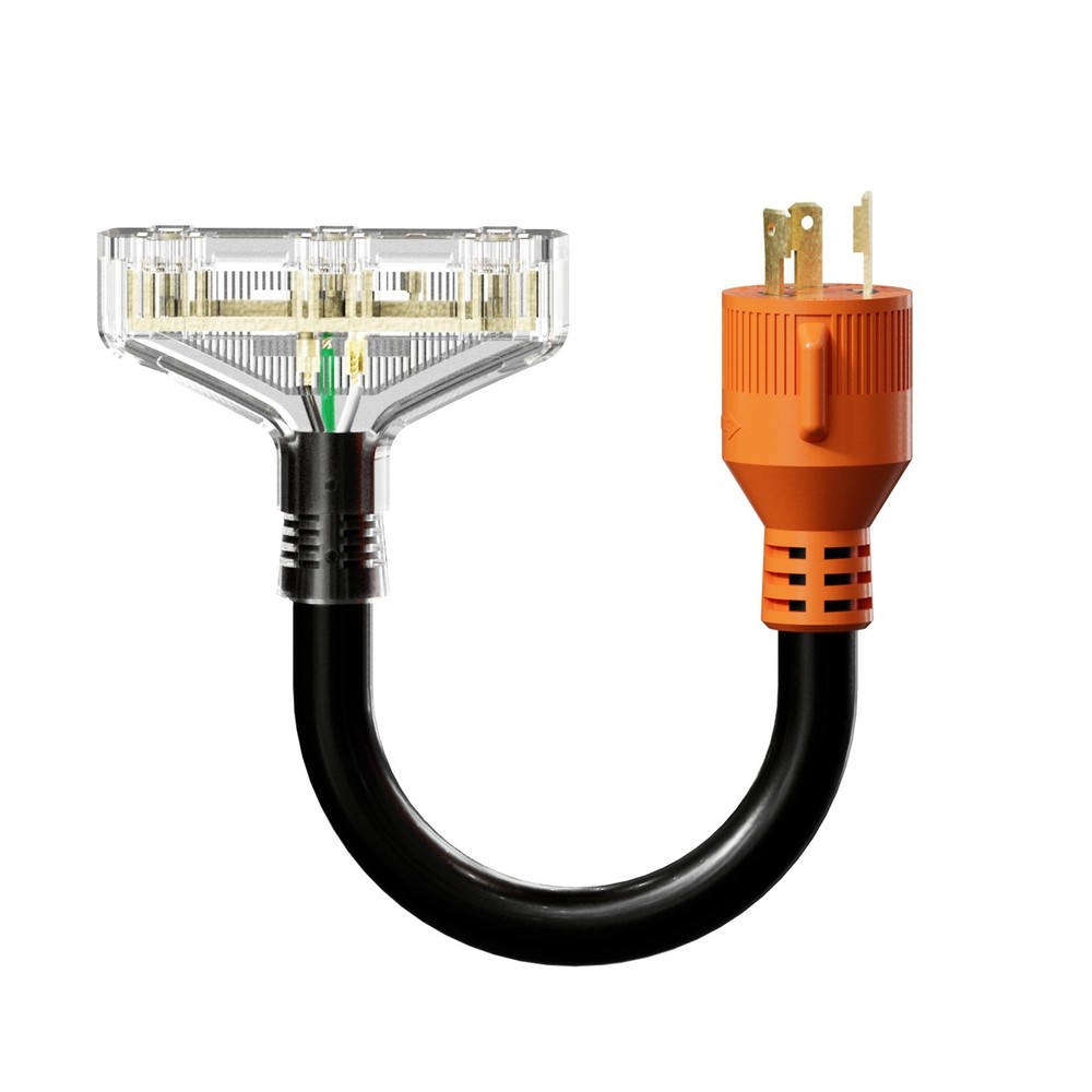 RV Generator Power Adapter 30AMP Male 3-Prong Plug to 3x 15 AMP Female cord