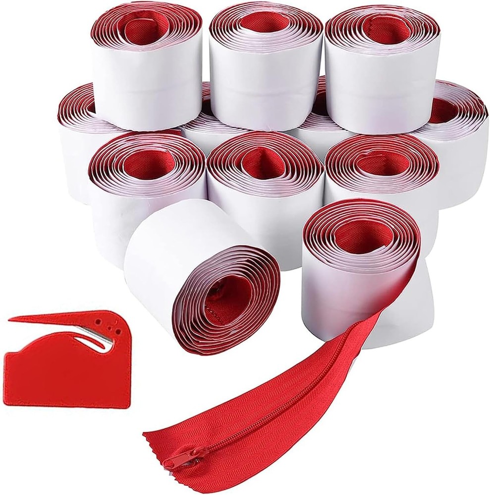 (12-Pack) Heavy-Duty Dust Zippers - Dust Protector System Self-Adhesive Instant