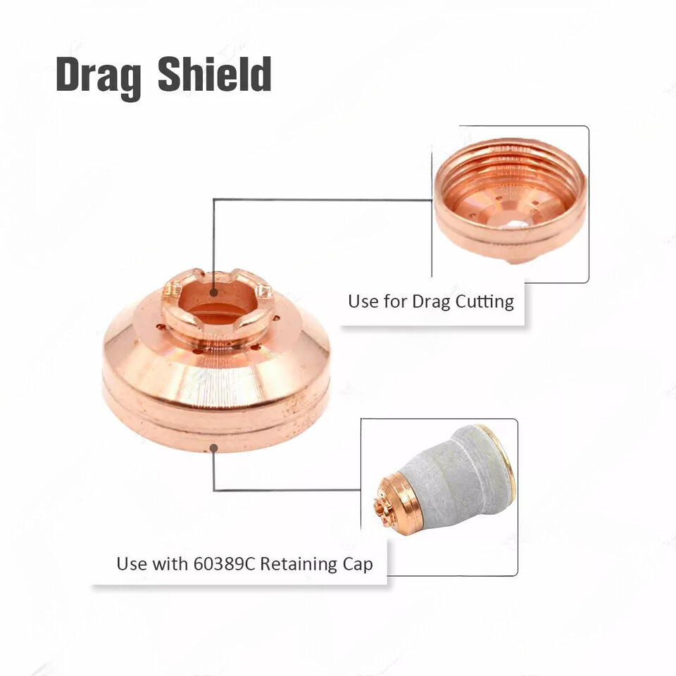 IPT-60 PT-60 Plasma Torch Electrode Contact Tip Retaining Cap Drag Shield 21pcs