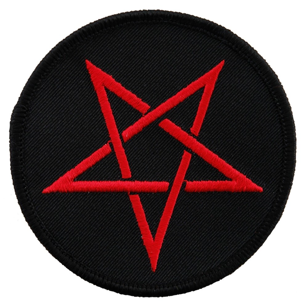 RED PENTAGRAM PATCH Wicca Witchcraft DEVIL embroidered iron-on PENTACLE SATANIC