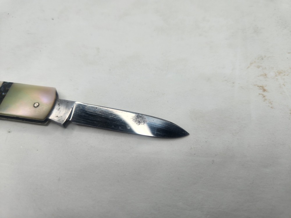 Antique ZAK GERMANY Rectangular Penknife Sectioned Pearl & Abalone Handles