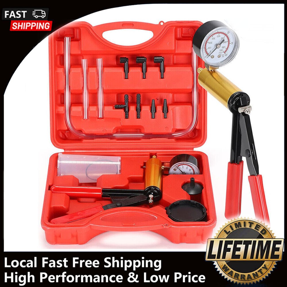 Hand Held Vacuum Pressure Pump Tester Brake Fluid Bleeder Bleeding Tool Kit Set