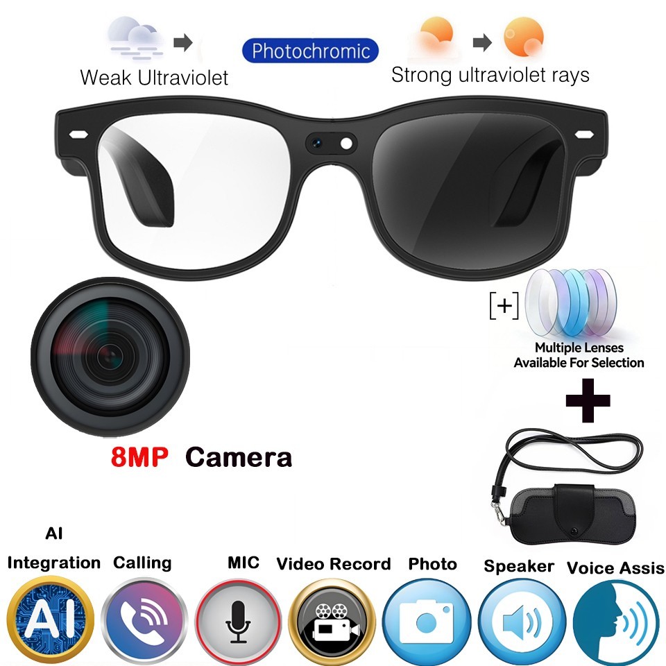 AI Camera Smart Glasses Multifunction Camera Bluetooth Call Voice