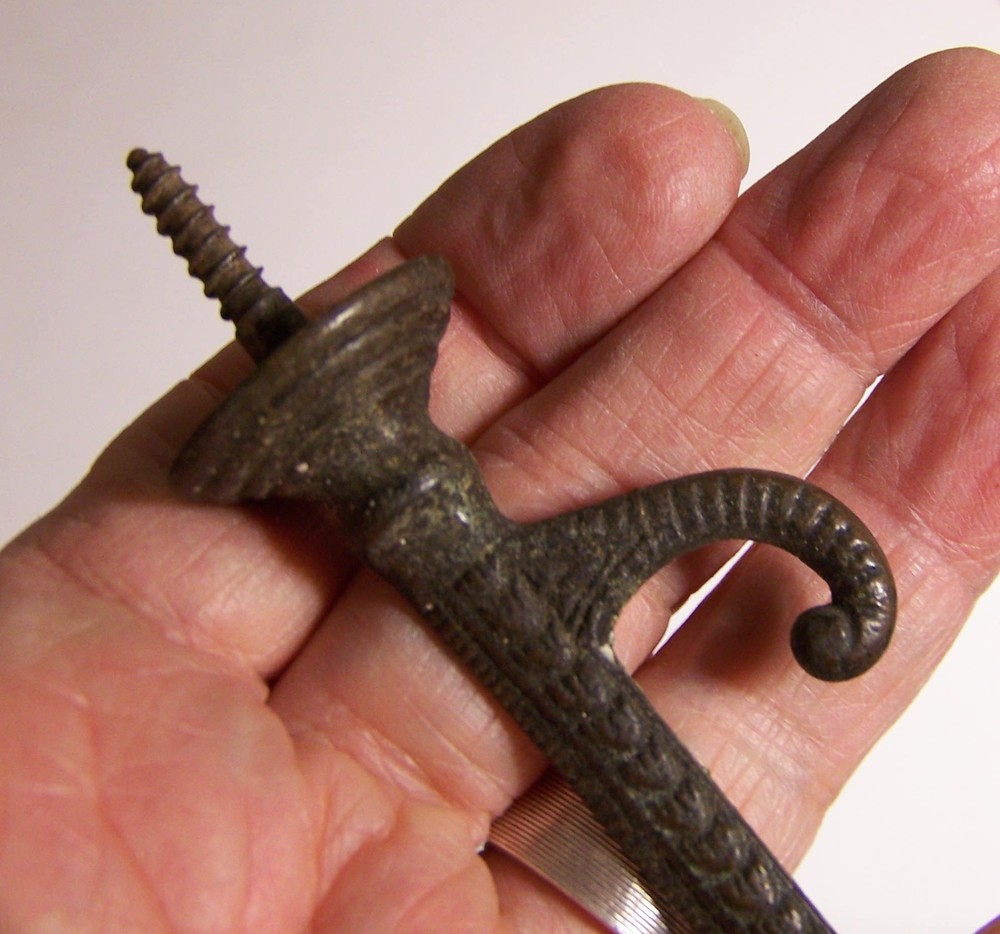 Antique, Coat, Hat Hook, Hall Tree, Wall Mount, Victorian, Brass, 4 1/2"