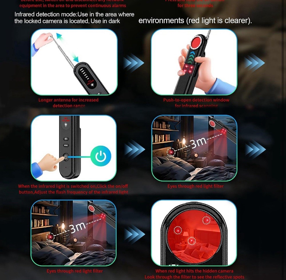 T01 Hidden Camera Detector - GPS, Rf, Microphone Detector - Smart Anti-bugging