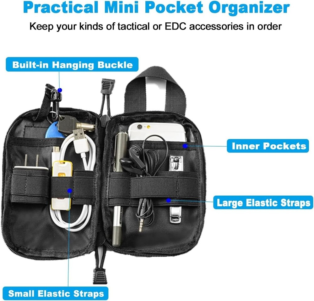 Tactical EDC Pocket Organizer Pouch, Mini Small Tool Storage Pouch Bag