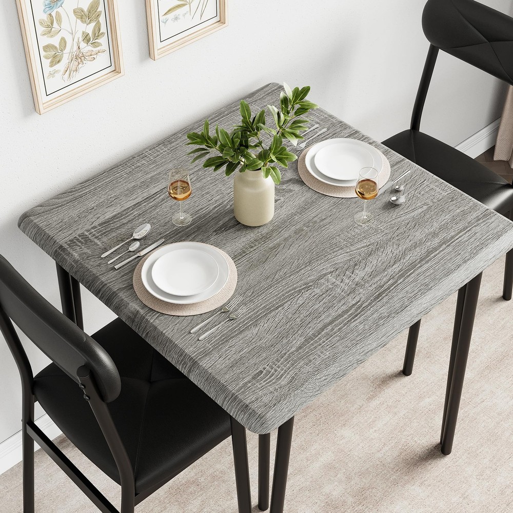 Space-Saving 3-Piece Dining/Kitchen Table Set for 2 W/2 Upholstered Chairs,Home