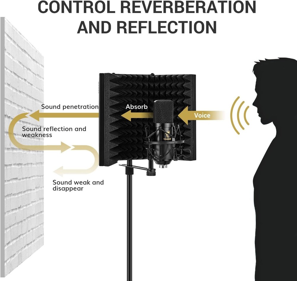 Compact Microphone Isolation Shield for Superior Noise Reduction and Studio Use