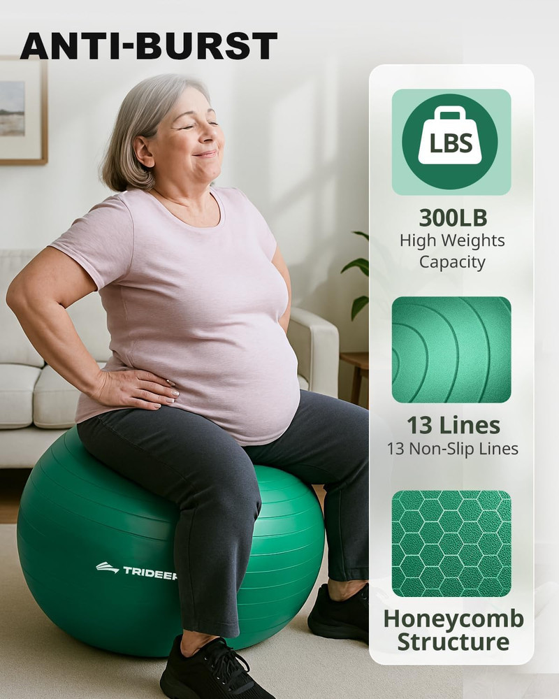 Exercise Ball for Physical Therapy & Workout - Swiss Ball for Core Strength & Ba