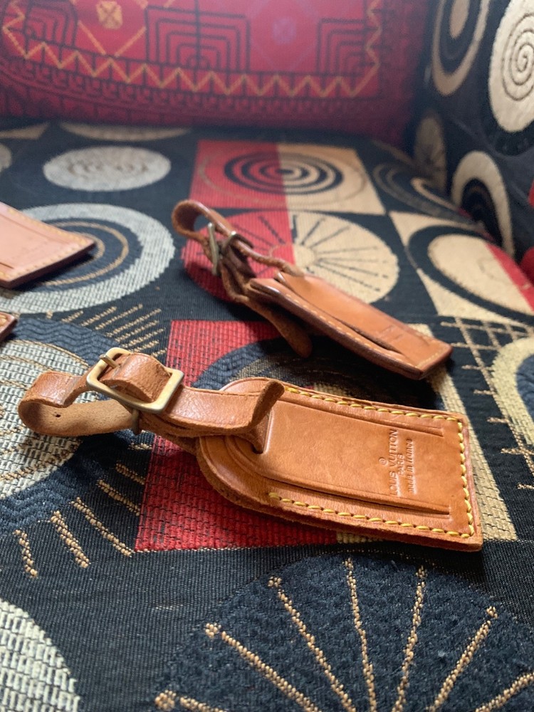 4 Authentic Louis Vuitton leather luggage tags!