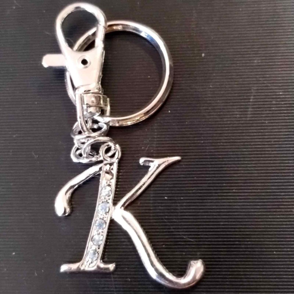 Initial k key ring with rhinestones