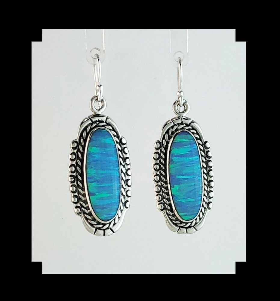 Sterling and Blue Opalite Earrings