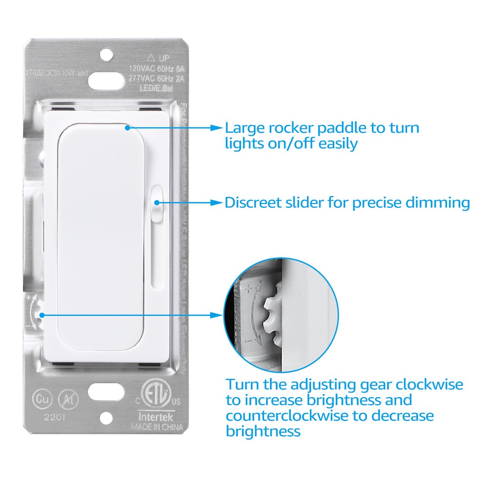2-Pack 3-Way 0-10V Dimmer Switch 120/277V, Low Voltage Dimmer Light Switch