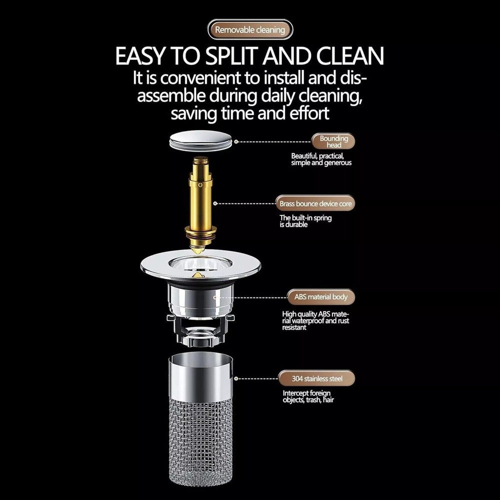 Universal Bathroom Sink Plug Stopper Wash Basin Core Bounce Pop Up Drain Filter