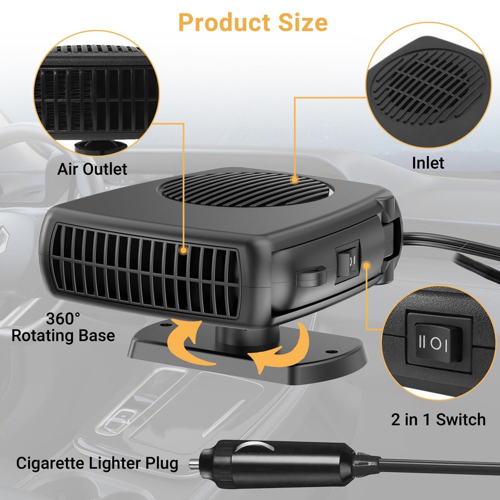12V Car Heater, 200W Heaters That Plug Into Cigarette Lighter