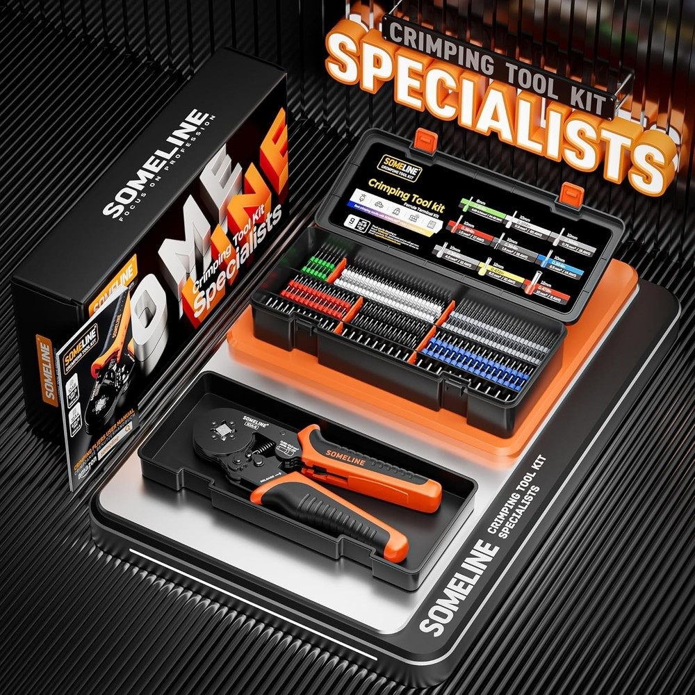 Versatile Electrical Crimping Tool Kit with Tinned Copper Ferrules - 9 Sizes