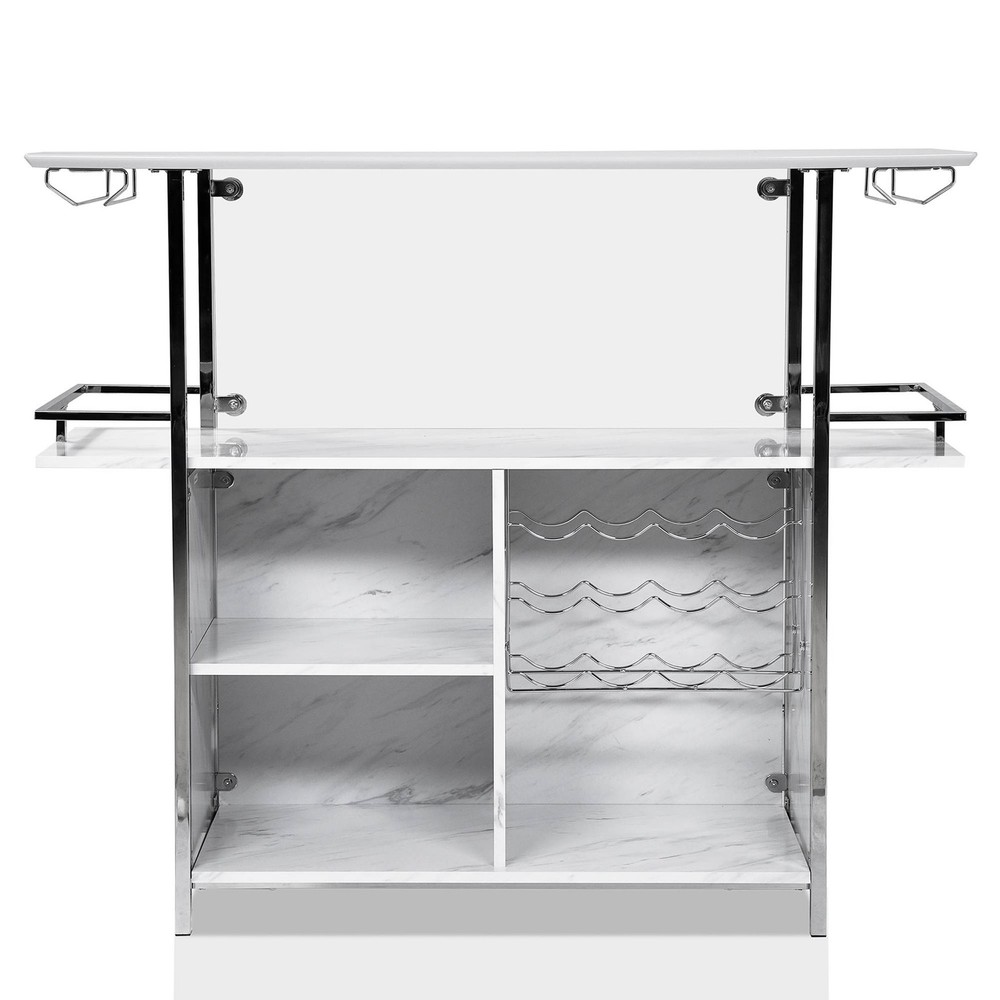 Indra 47 1/4" Wide White Wood Multi-Storage Bar Table