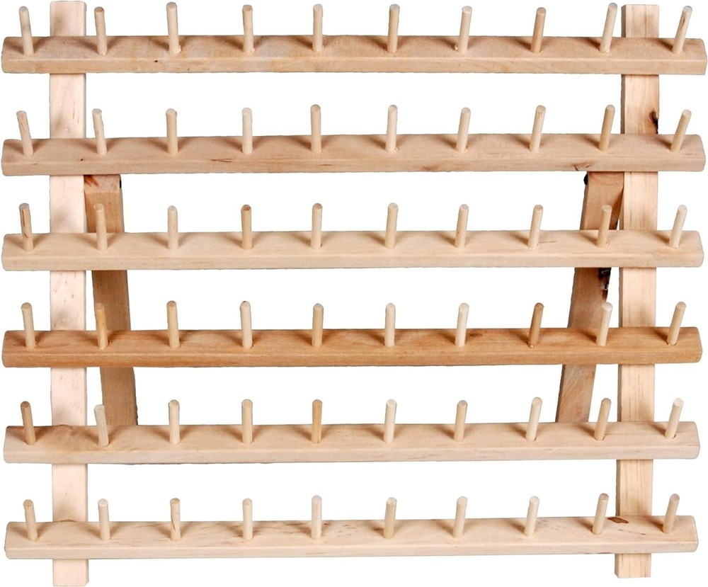 Wooden Thread Rack Unfinished Rustic Wall Mount or Tabletop Storage