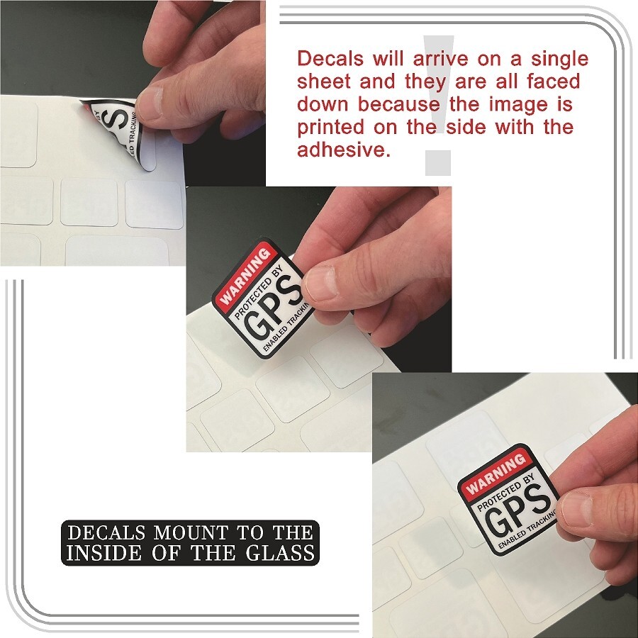 12 PACK GPS Tracking Warning INSIDE MOUNT Theft Deterrent Stickers High Quality