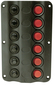 SWITCH PANEL LED MOLDED BLACK PLASTIC SEACHOICE 12331 6 SWITCH W/BREAKERS LIGHT