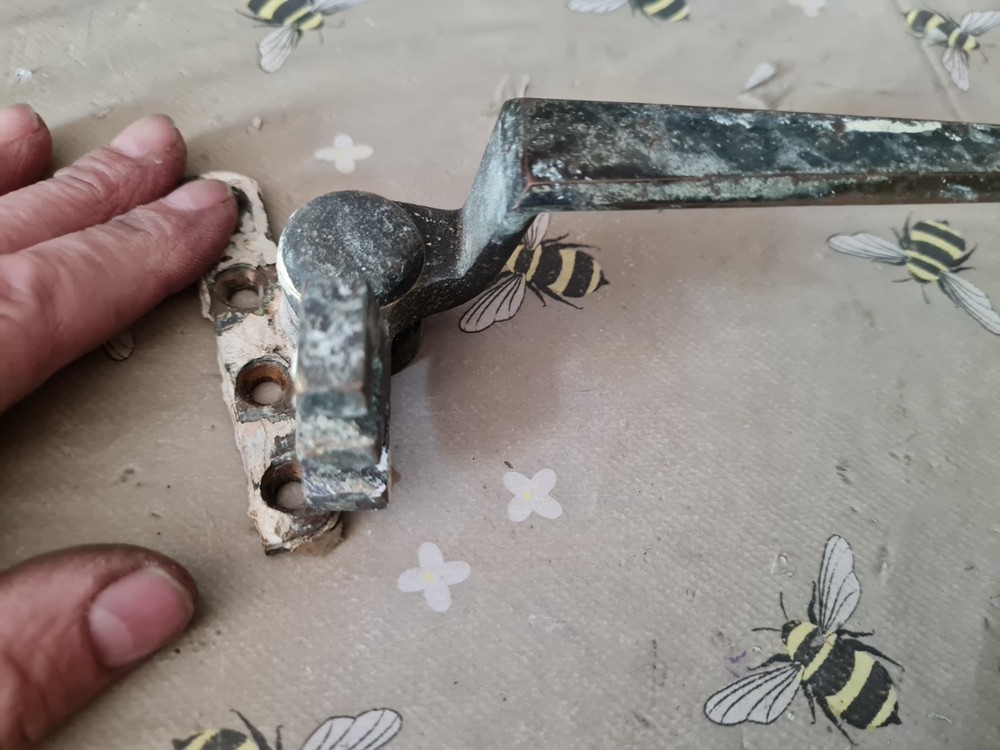 One Single Old Antique Brass Window Latch Handle Needs Stripping But Does Move