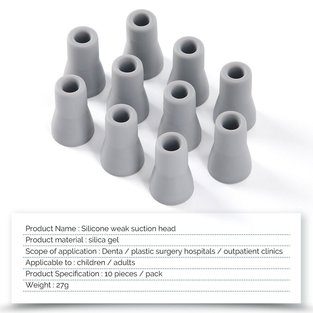 10 Pcs Dental Saliva Ejector Weak Suction Rubber Snap Tip Adapter Replacement